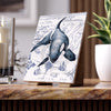 Orca Whale Vintage Map Ancient Blue Watercolor Art Ceramic Photo Tile 6 × 8 / Glossy Home Decor