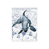 Orca Whale Vintage Map Ancient Blue Watercolor Art Ceramic Photo Tile 6 × 8 / Matte Home Decor