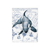 Orca Whale Vintage Map Ancient Blue Watercolor Art Ceramic Photo Tile Home Decor
