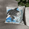 Orca Whale Vintage Map Watercolor Art Spun Polyester Square Pillow Case 14 × Home Decor
