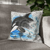Orca Whale Vintage Map Watercolor Art Spun Polyester Square Pillow Case 16 × Home Decor