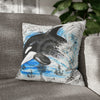 Orca Whale Vintage Map Watercolor Art Spun Polyester Square Pillow Case 18 × Home Decor