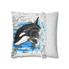 Orca Whale Vintage Map Watercolor Art Spun Polyester Square Pillow Case Home Decor