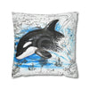 Orca Whale Vintage Map Watercolor Art Spun Polyester Square Pillow Case Home Decor