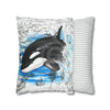 Orca Whale Vintage Map Watercolor Art Spun Polyester Square Pillow Case Home Decor