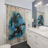 Orca Whales Beige Vintage Map Diving Art Shower Curtain Home Decor
