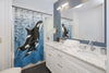 Orca Whales Blue Vintage Map Shower Curtain Home Decor