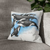 Orca Whales Family Pod Watercolor Art Spun Polyester Square Pillow Case 14 × Home Decor
