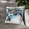 Orca Whales Family Pod Watercolor Art Spun Polyester Square Pillow Case 16 × Home Decor