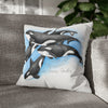 Orca Whales Family Pod Watercolor Art Spun Polyester Square Pillow Case 18 × Home Decor