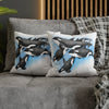 Orca Whales Family Pod Watercolor Art Spun Polyester Square Pillow Case Home Decor