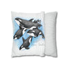 Orca Whales Family Pod Watercolor Art Spun Polyester Square Pillow Case Home Decor