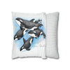 Orca Whales Family Pod Watercolor Art Spun Polyester Square Pillow Case Home Decor