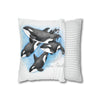 Orca Whales Family Pod Watercolor Art Spun Polyester Square Pillow Case Home Decor