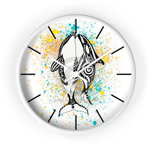 Orca Whales Love Splash Ink Art Wall Clock White / 10 Home Decor