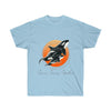 Orca Whales Orange Yellow Sun Ink Art Ultra Cotton Tee Light Blue / S T-Shirt