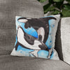 Orca Whales Play Watercolor Art Spun Polyester Square Pillow Case 14 × Home Decor