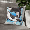 Orca Whales Play Watercolor Art Spun Polyester Square Pillow Case 16 × Home Decor