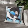 Orca Whales Play Watercolor Art Spun Polyester Square Pillow Case 18 × Home Decor