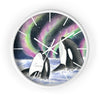 Orca Whales Pod Aurora Borealis Watercolor Art Wall Clock White / 10 Home Decor