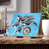 Orca Whales Pod Family Nautical Map Compass Blue Art Ceramic Photo Tile 6 × 8 / Glossy Home Decor