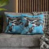 Orca Whales Pod Family Vintage Map Blue Watercolor Art Spun Polyester Square Pillow Case 18 × Home