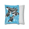 Orca Whales Pod Family Vintage Map Blue Watercolor Art Spun Polyester Square Pillow Case Home Decor