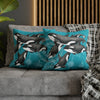 Orca Whales Pod Family Vintage Map Teal Watercolor Art Spun Polyester Square Pillow Case 18 × Home