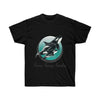 Orca Whales Teal Sun Ink Art Dark Unisex Ultra Cotton Tee Black / S T-Shirt