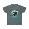 Orca Whales Teal Sun Ink Art Dark Unisex Ultra Cotton Tee Heather / S T-Shirt