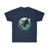 Orca Whales Teal Sun Ink Art Dark Unisex Ultra Cotton Tee Navy / S T-Shirt