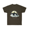 Orca Whales Waves Sun Ink Art Dark Unisex Ultra Cotton Tee Chocolate / S T-Shirt