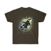 Orca Whales Yellow Blue Splash Ink Art Dark Unisex Ultra Cotton Tee Chocolate / S T-Shirt