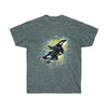 Orca Whales Yellow Blue Splash Ink Art Dark Unisex Ultra Cotton Tee Heather / S T-Shirt