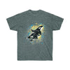 Orca Whales Yellow Blue Splash Ink Art Dark Unisex Ultra Cotton Tee Heather / S T-Shirt