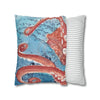 Pacific Red Octopus Vintage Map Watercolor Art Ii Spun Polyester Square Pillow Case Home Decor