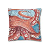 Pacific Red Octopus Vintage Map Watercolor Art Ii Spun Polyester Square Pillow Case Home Decor