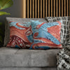 Pacific Red Octopus Vintage Map Watercolor Art Ii Spun Polyester Square Pillow Case Home Decor