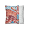 Pacific Red Octopus Vintage Map Watercolor Art Ii Spun Polyester Square Pillow Case Home Decor