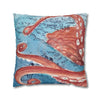 Pacific Red Octopus Vintage Map Watercolor Art Ii Spun Polyester Square Pillow Case Home Decor