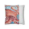 Pacific Red Octopus Vintage Map Watercolor Art Ii Spun Polyester Square Pillow Case Home Decor