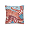 Pacific Red Octopus Vintage Map Watercolor Art Ii Spun Polyester Square Pillow Case Home Decor