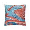 Pacific Red Octopus Vintage Map Watercolor Art Ii Spun Polyester Square Pillow Case Home Decor