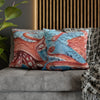 Pacific Red Octopus Vintage Map Watercolor Art Ii Spun Polyester Square Pillow Case Home Decor