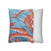 Pacific Red Octopus Vintage Map Watercolor Art Ii Spun Polyester Square Pillow Case Home Decor