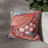 Pacific Red Octopus Vintage Map Watercolor Art Spun Polyester Square Pillow Case 14 × Home Decor