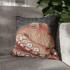 Pale Red Octopus Vintage Map Stars Watercolor Art Spun Polyester Square Pillow Case 16 × Home Decor