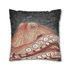 Pale Red Octopus Vintage Map Stars Watercolor Art Spun Polyester Square Pillow Case Home Decor