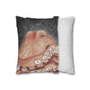 Pale Red Octopus Vintage Map Stars Watercolor Art Spun Polyester Square Pillow Case Home Decor