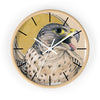 Peregrine Falcon Gold Sun Ink Art Wall Clock Wooden / White 10 Home Decor